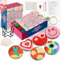yuegool 6PCS Energy Punch Needle Coasters Kit,Easy DIY Punch Needle Embroidery Kit for Beginners Adults Kids Including Patterns, Tools, Yarns, Hoop, Instruction, Coaster Holder Art Craft Supplies