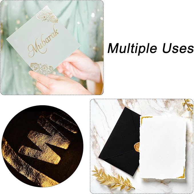 MECCANIXITY 50 Pack Toner Reactive Foil ,Deco Foil Transfer Sheets 8.5"x11" A4 Hot Foil Paper for Laser Printer Scrapbooking Heat Transfer DIY Craft,Golden