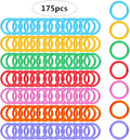 Haploon 175-Pack 1.1" Plastic Binder Clips Plastic Loose Leaf Rings Multi-Color Loose-Leaf Book Rings for School/Office, Swatches & Document Organization (7 Colors)