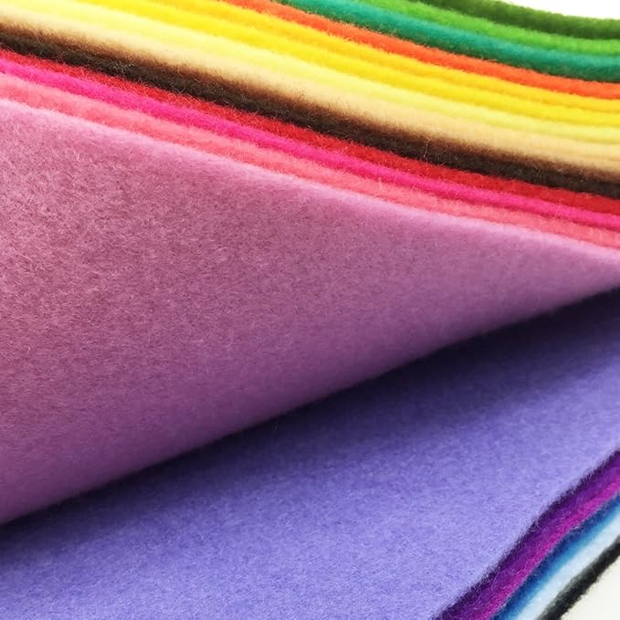 flic-flac 28pcs 8 x 8 inches (20cmx20cm) 1.4mm Thick Soft Felt Fabric Sheet Assorted Color Felt Pack DIY Craft Sewing Squares Nonwoven Patchwork
