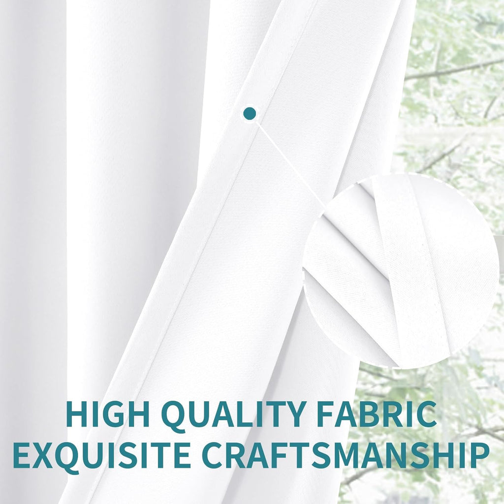 BGment Short White Curtains 36 Inches Length - Rod Pocket 42 Inch Width Privacy Window Treatments Drapes for Kitchen Cafe Bathroom, 2 Panels, 42 x 36 Inch