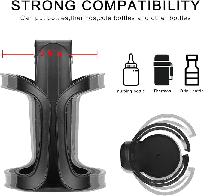 Accmor Stroller Cup Holder, Universal Cup Holder for Uppababy, Nuna, Doona Strollers, 360 ° Rotatable Bottle Holder for Stroller, Bike, Wheelchair, Walker, Scooter