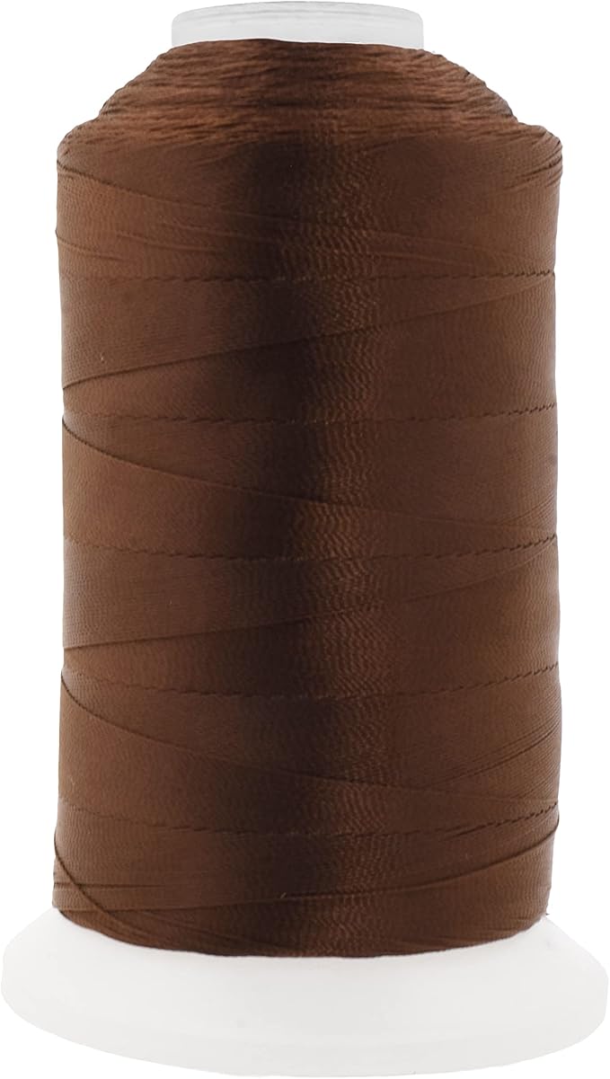 Mandala Crafts Brown Heavy Duty Thread - 1500 Yds Tex 90 for Sewing Drapery, Jeans, Leather, Hair - Bonded Polyester for Outdoor, Marine, Upholstery