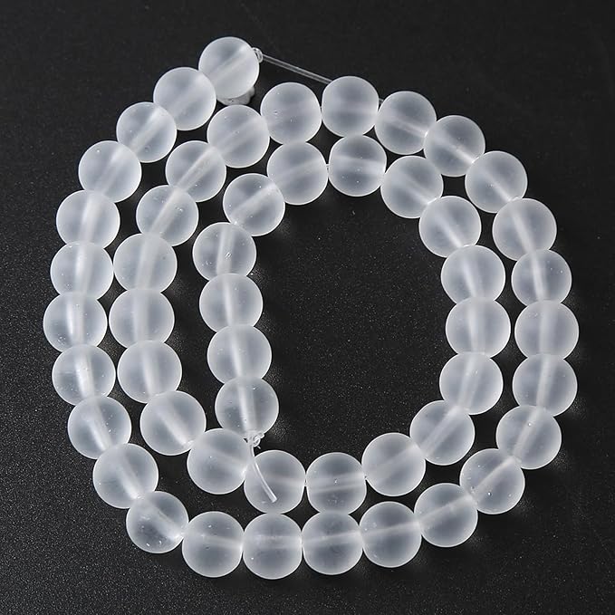 60pcs 6mm Frost White Crystal Glass Beads for Jewelry Making Round Loose Beads DIY Bracelets Necklaces Crystal Energy Healing Stone Beads 15" (6mm, Frost White Glass)