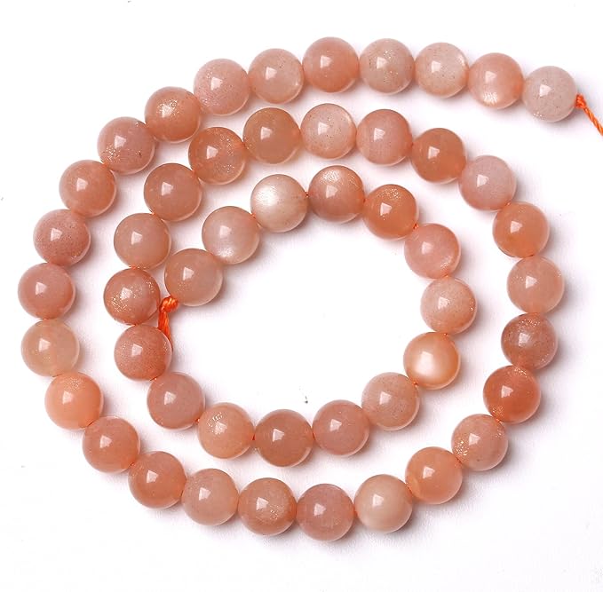 36pcs 10mm 7A Natural Orange Sunstone Round Loose Spacer Beads for Jewelry Making DIY Bracelets Necklaces Healing Energy Stone Beads (10mm, 7a Suntone)