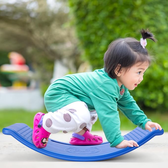 2 Pack Balance Board for Kids Teeter Totter Plastic Wobble Balance Board Indoor Toddler Toys for Toddler Exercise Motor Skills, Gaming, Outdoor and Indoor, Blue