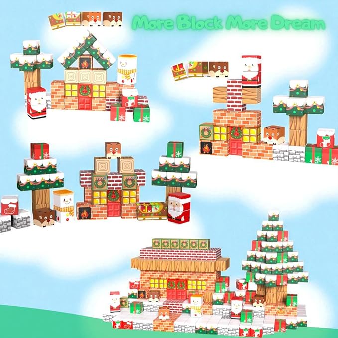 45PCS Mini Magnetic Blocks Christmas Set – Holiday STEM Building Cubes for Kids, Educational Travel Magnet Toy with Iron Box, Creative & Safe Gift for Boys & Girls Ages 3–8