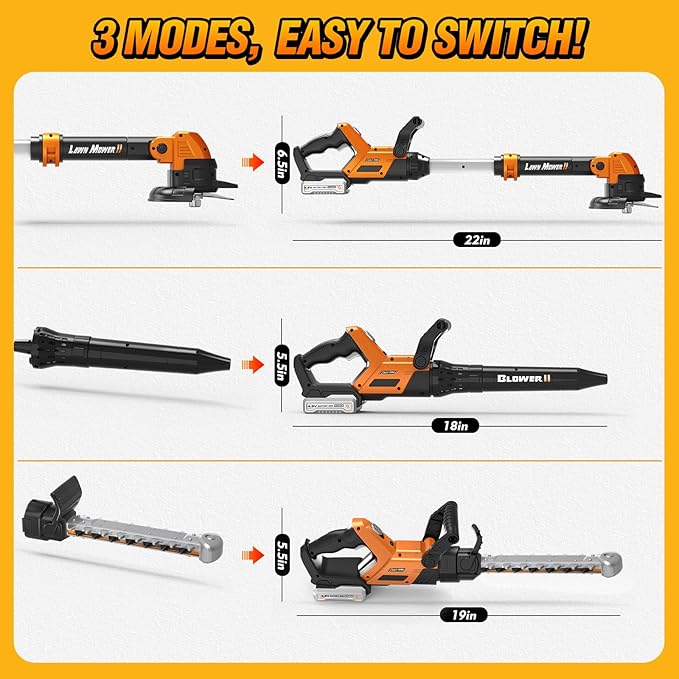 3-IN-1 Kids Garden Tools with Lights and Sounds, Weed Wacker Toy, Leaf Blower Toy, and Hedge Trimmer, Yard Tools Outdoor toys for Boys Pretend Role Play, Christmas Birthday Gifts for Kids 3,4,5,6,7,8+