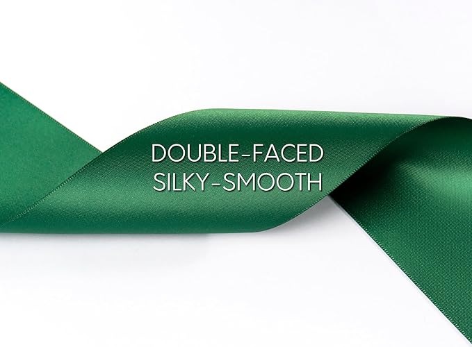 Forest Green Satin Ribbon 2.5 Inch Double-Faced Ribbons 25 Yards for Christmas Gift Wrapping Crafts Flower Bouquet Wedding Paper Bows Invitations