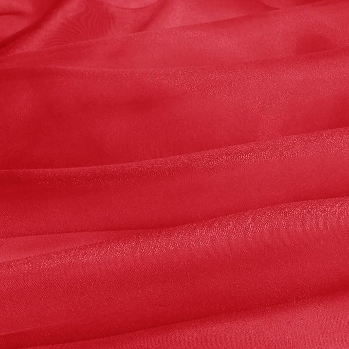 VACVELT Sheer Organza Fabric by The Yard, 60 Inch Wide Red Organza Fabric Bolt Bridal Sheer Tulle Fabric, Silk Organza Fabric Roll for Wedding Party Decorations Backdrop Curtain (2 Yards)