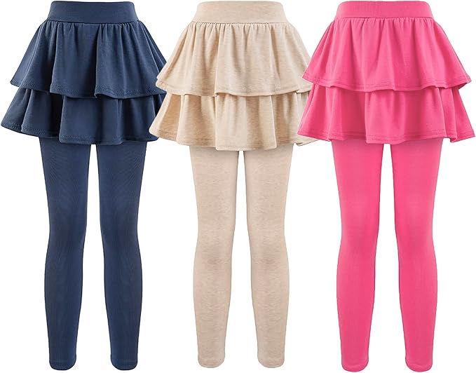 Girls School Uniform Pants Leggings with Skirts Stretch Warm Jegging 4-12 Years