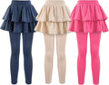 Girls School Uniform Pants Leggings with Skirts Stretch Warm Jegging 4-12 Years