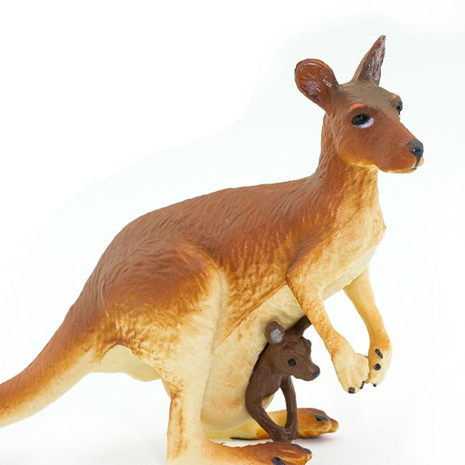 Safari Ltd. Kangaroo with Baby Figurine - Realistic 4" Hand-Painted Wildlife Toy - Educational Companion for Boys, Girls & Kids Ages 3+