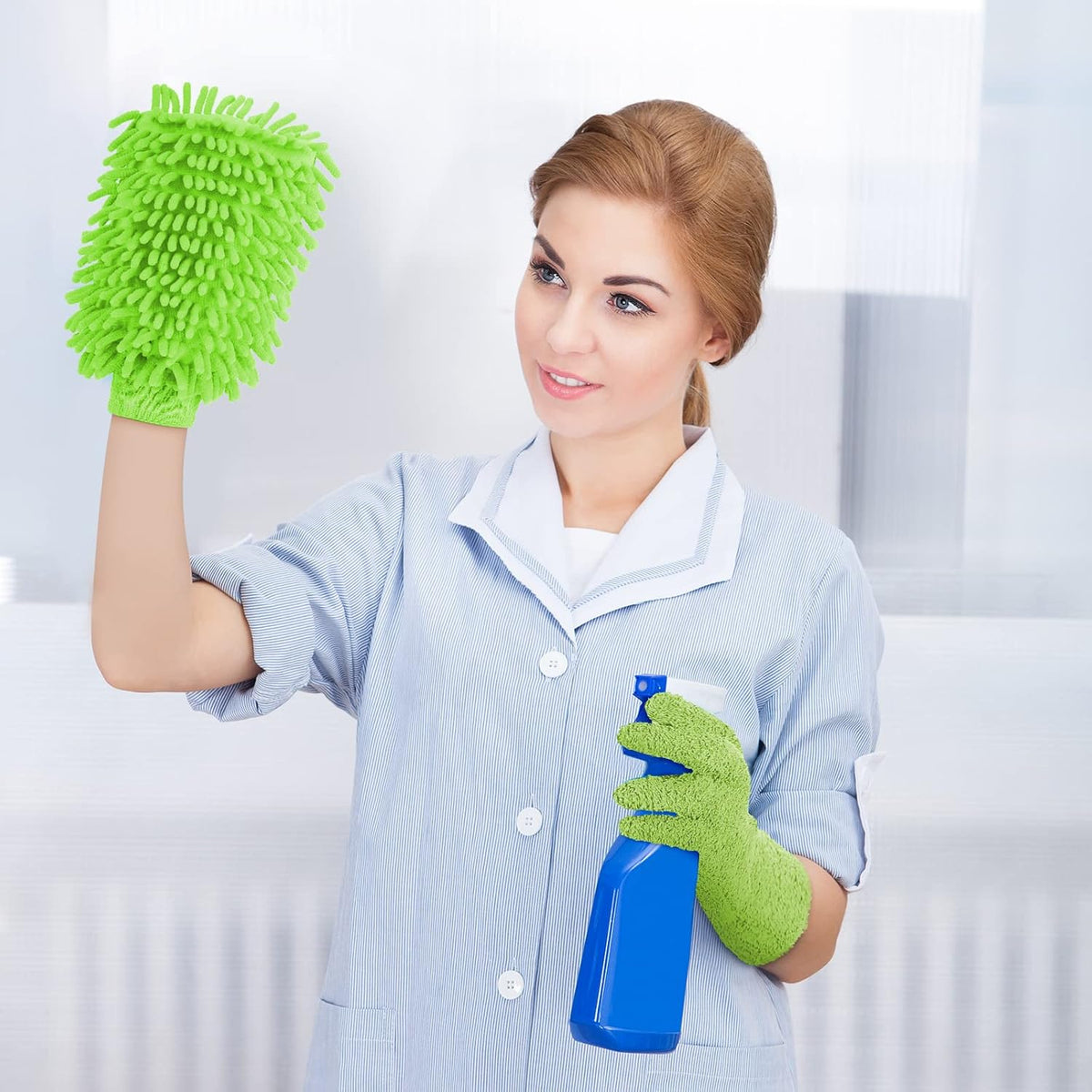 6 Pcs Microfiber Dusting Mitt Gloves Microfiber Washable Dusting Gloves Car Wash Mitt for Leaf Cleaning Plant
