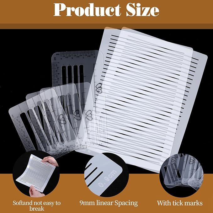 6pcs Straight Line Stencil, Stencils for Journaling,Line Drawing Stencil Lettering Guide,Stencils Templates Set for Card Paper Journal Lettering Writing