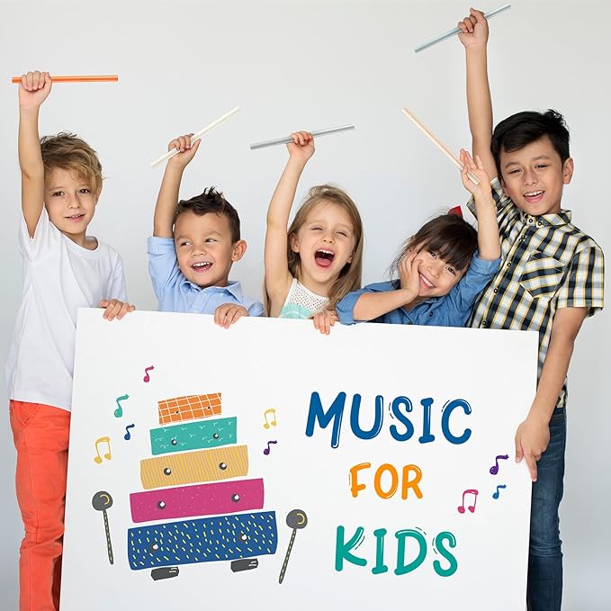 50 Pcs Rhythm Sticks for Kids Classroom Activities, 5 Colors 8 Inch Set of Music Sticks, Wooden Percussion Musical Instruments for Girls and Boys (Matte Color)
