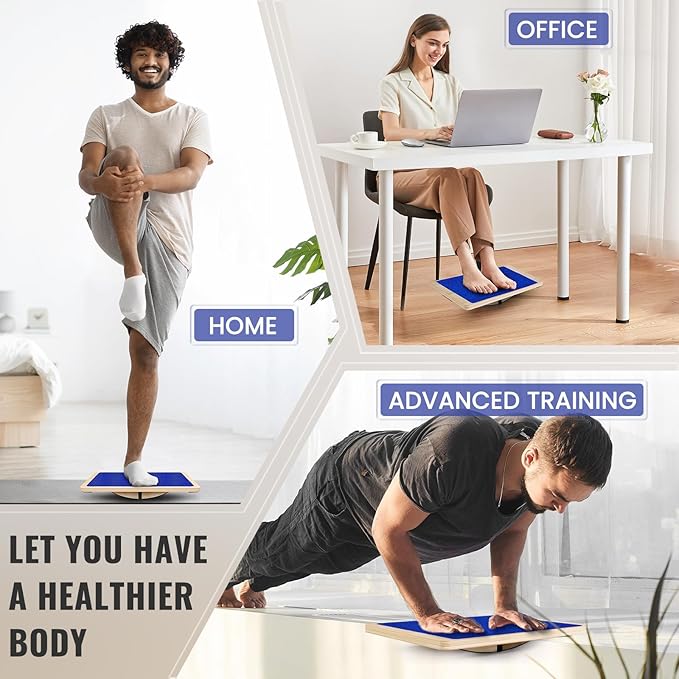 Balance Board Professional Wobble Board for Adults Anti-Slip 350LBS Balance Boards for Physical Therapy Standing Desk Core Strength Wooden Balance Board Rocker Board