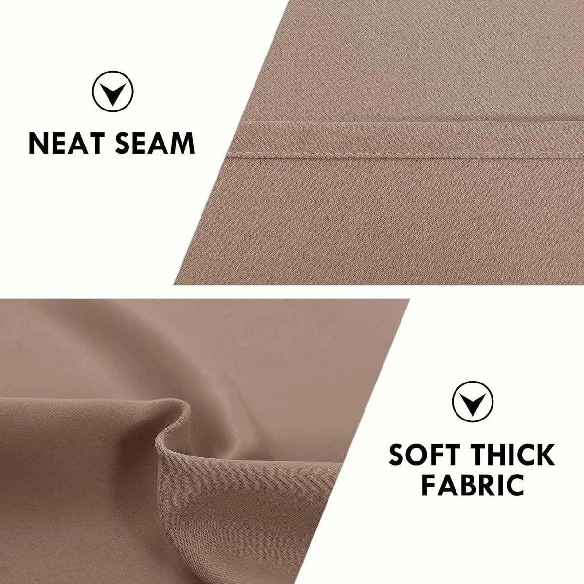 DWCN Blackout Curtains for Living Room Thermal Insulated, Energy Saving & Noise Reducing Bedroom Curtains, Khaki, W 52x L 36 Inch, Set of 2 Rod Pocket Curtain Panels