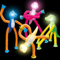 Dinosaur Pop Tubes Toys LED Light Up Mini Figures Fidget Sensory Toys Dino Telescopic Suction Cup Gift Sets, Toddler Autism Stress Relief Party Favors Prizes Stocking Stuffers for Kids 3+