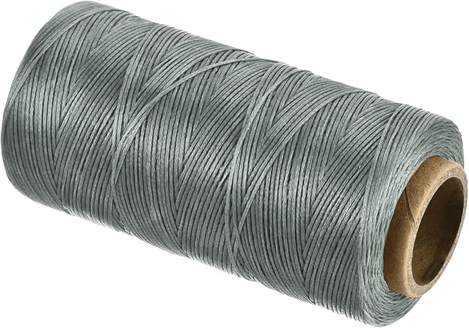 MECCANIXITY Waxed Thread,197 Yard 1mm 210D Flat Wax Thread Polyester Waxed String for Leather Sewing Hand Weaving Book Binding Home Decoration,Gray