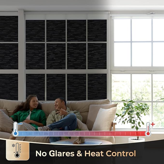 rabbitgoo Blackout Window Film, Sun Blocking Privacy Film for Room Darkening, Removable Black Out Vinyl Cover Tint for Home Day Sleep, Anti-UV Frosted Glass Clings, Black, 35.4 x 78.7 Inches