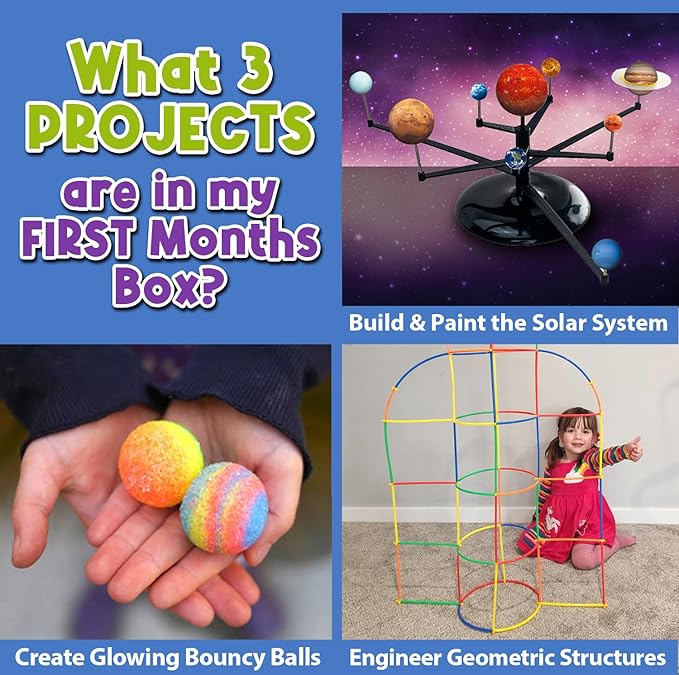 STEM Science Kit Subscription – 12 Monthly Boxes, 36 Total Hands-On Projects | Engineering & Building Toys for Kids Ages 7-12 | Educational Activities for Boys & Girls