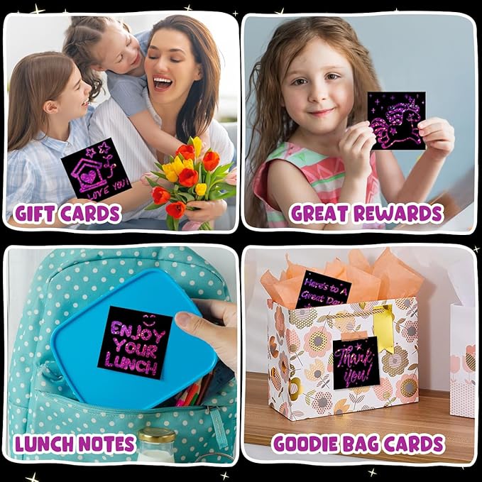 ZMLM 165 Rainbow Scratch Paper Art Crafts Mini Notes Kids Gifts 4 5 6 7 8 9 10 Years Old Girls Boys Students Teens Classroom Prizes School Supplies Birthday Party Travel Toy Activity(Rose)