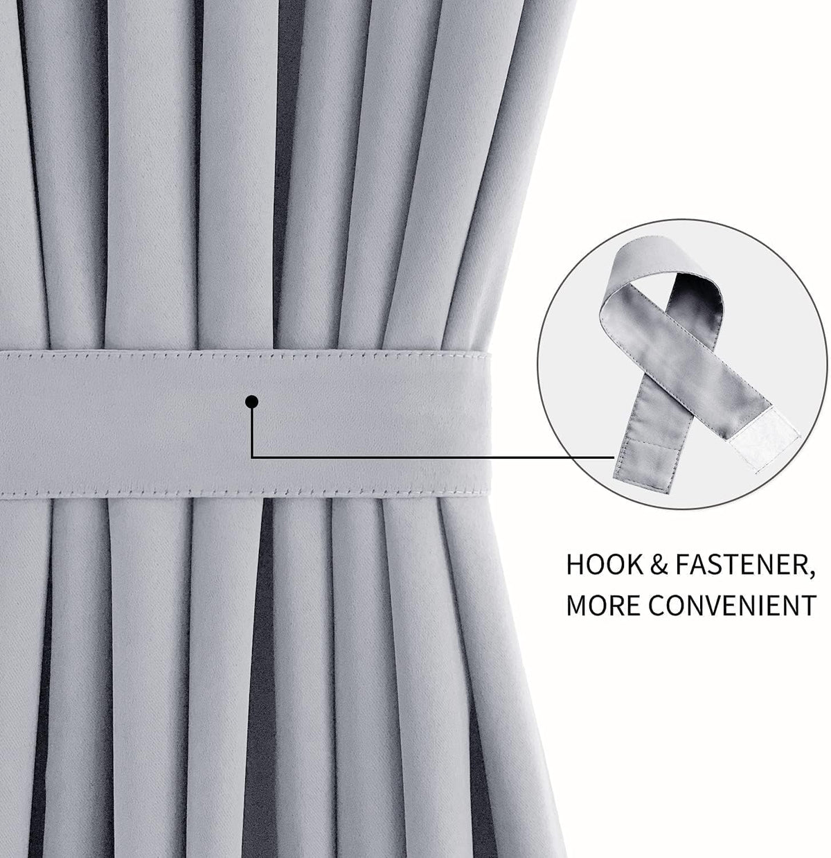DWCN French Door Curtains – Rod Pocket Thermal Blackout Curtain for Doors with Glass Window, Kitchen and Patio Doors for Privacy, 54 X 80 Inches Long, 1 Curtain Panel with Tieback, Silver Grey