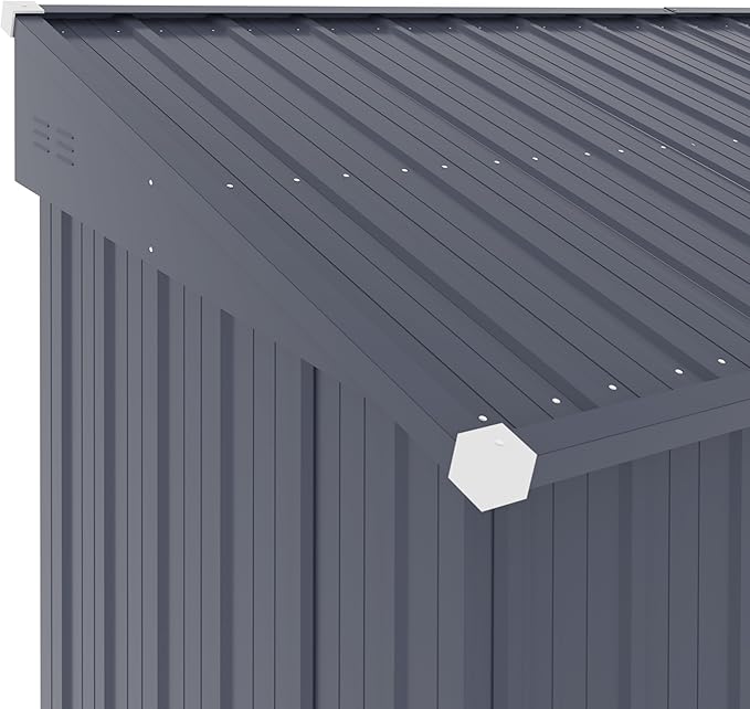 MUPATER 4×10 FT Storage Shed for Outdoor,Lean-to Shed Kit with Thickened Galvanized Steel, Metal Tools Shed with Lockable Door and Air Vents for Patio Garden, Grey