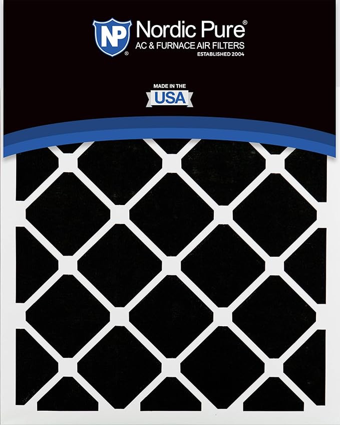 Nordic Pure 20x20x1 (Actual Size: 19 1/2 x 19 1/2 x 3/4) Pleated Air Filters MERV 14 Plus Carbon 12 Pack