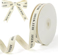 Cotton Herringbone Ribbon - Natural Twill Tape for Custom Gift Wrapping & DIY Crafts-5/8 Inch x 15 Yards - Best Wish Printed Phrase