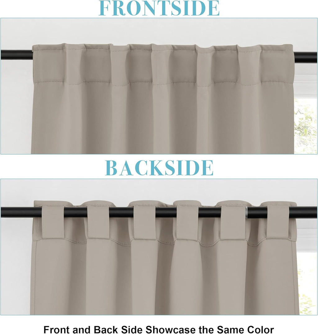 RYB HOME Small Window Curtains - Blackout Insualting Privacy Curtains for Kids Bedroom Kitchen Bathroom Basement Cafe Cabinet Tiers Drapes, 34 Width x 24 Length, 2 Panels, Sand