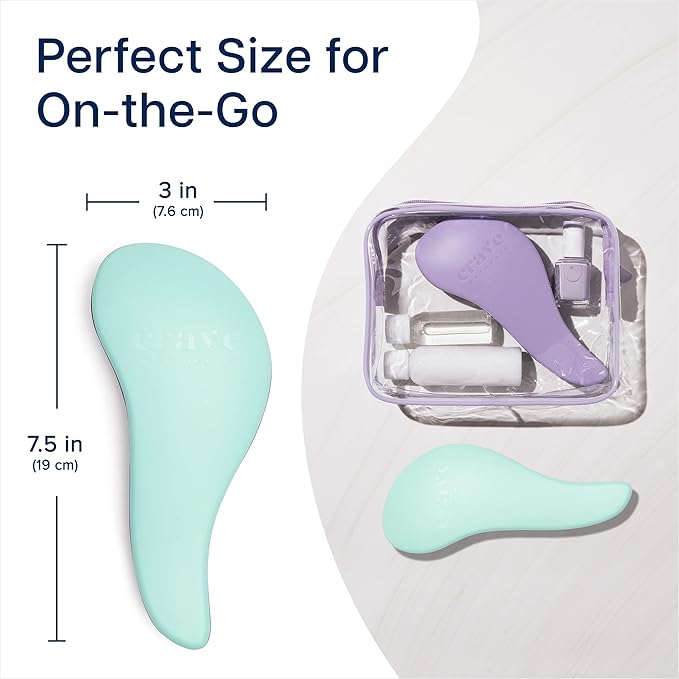 Crave Naturals Glide Thru Detangling Brush for Adults and Kids - Detangler Brush for Curly or Straight, Wet or Dry Hair - Gentle on Tangles Hair Comb - 7.5x3-Inch, Turquoise and Purple (Pack of 2)