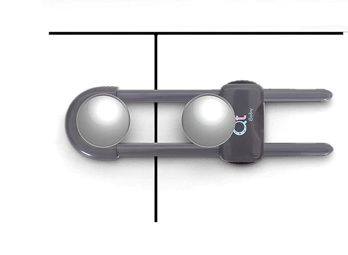 Baby Proofing Cabinet Locks | Adjustable U Shaped Baby Safety Latches for Drawers, Fridge, Closet |Modern Baby Proofing Cabinet Lock with Extra Secure Lock Buttons (Pack of 2)