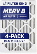 Filter King 19.5x30.5x1 Air Filter | 4-PACK | MERV 8 HVAC Pleated A/C Furnace Filters | MADE IN USA | Actual Size: 19.5 x 30.5 x .75"