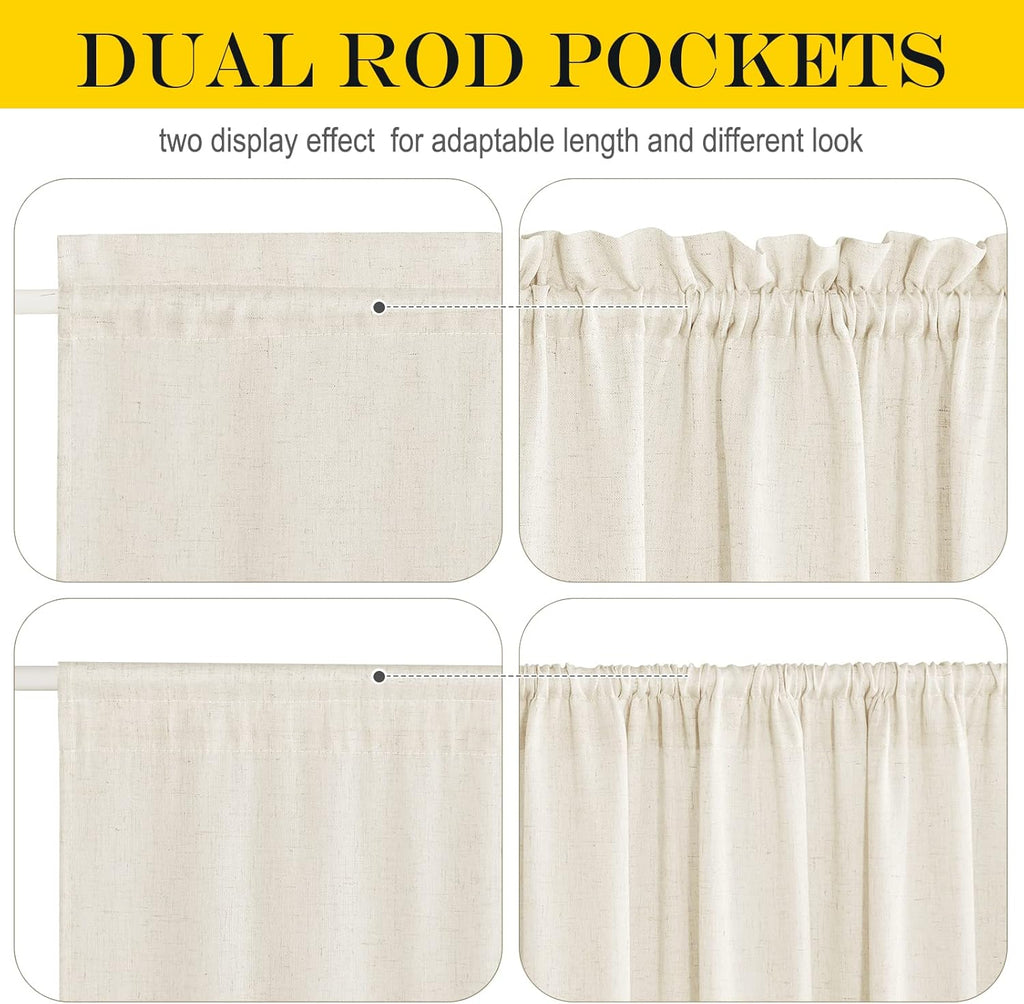 NICETOWN Natural Door Curtain for French Door, Thick Linen Blended Light Filtering Solid Rod Pocket Window Cover for Glass Patio, 26" Width x 72" Length, 1 PC