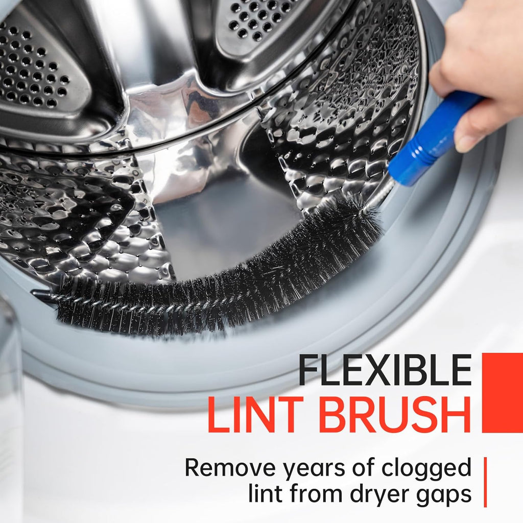 BLuesea Dryer Vent Cleaner Kit, 15-Piece Ultimate Dryer Cleaning Kit Include 40 Feet Dryer Vent Brush, Upgrade Noiseless Dryer Lint Vacuum Attachment, Lint Trap Brush, Vacuum & Dryer Adapters