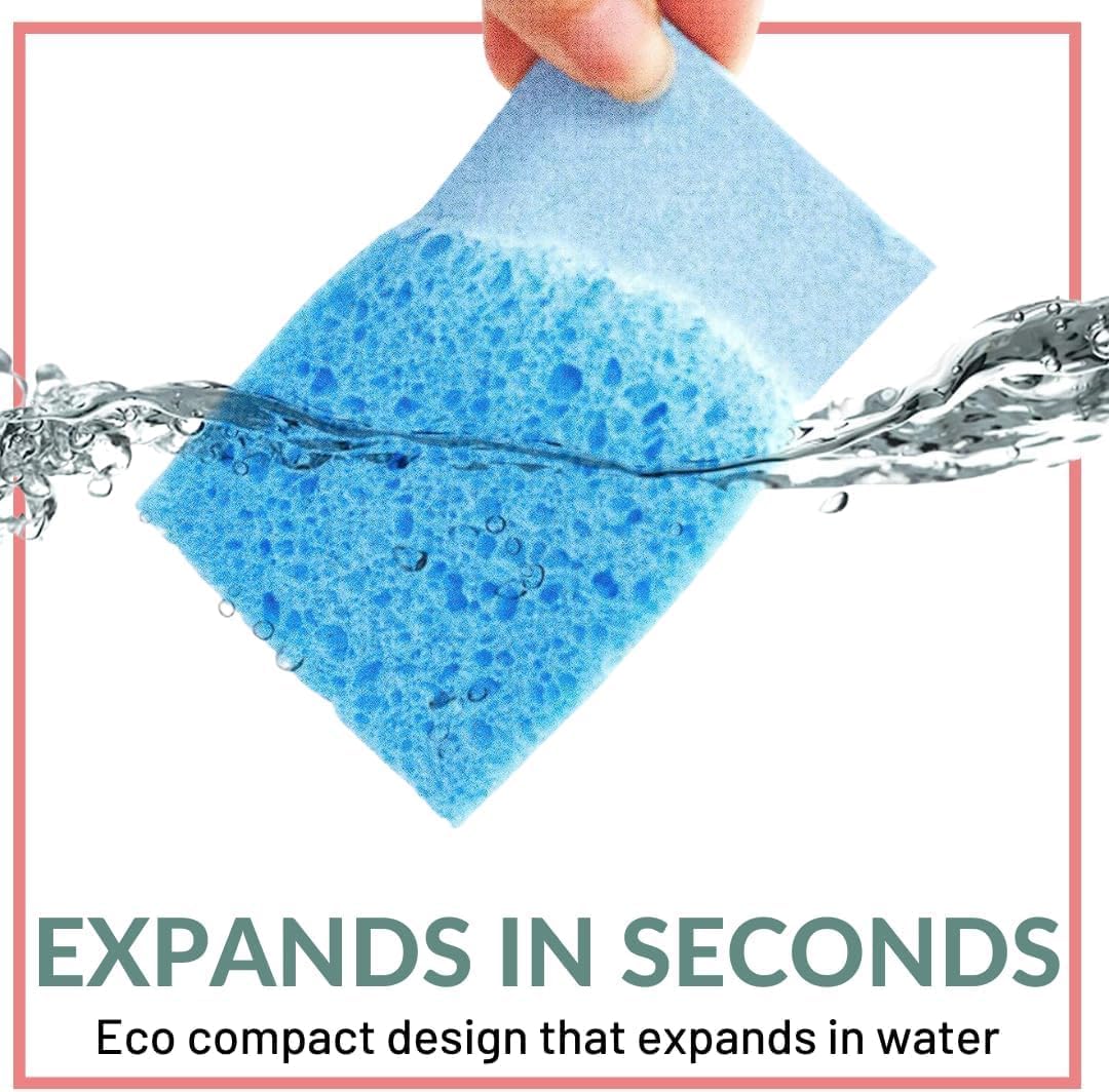 bioGo 30 Pack Compostable Pop-Up Sponges - Expanding, Non-Scratch, Plant-Based Dish Sponges - Bulk Color Sponges - Compostable Pop Up Sponge - Kitchen Pop Up Sponges