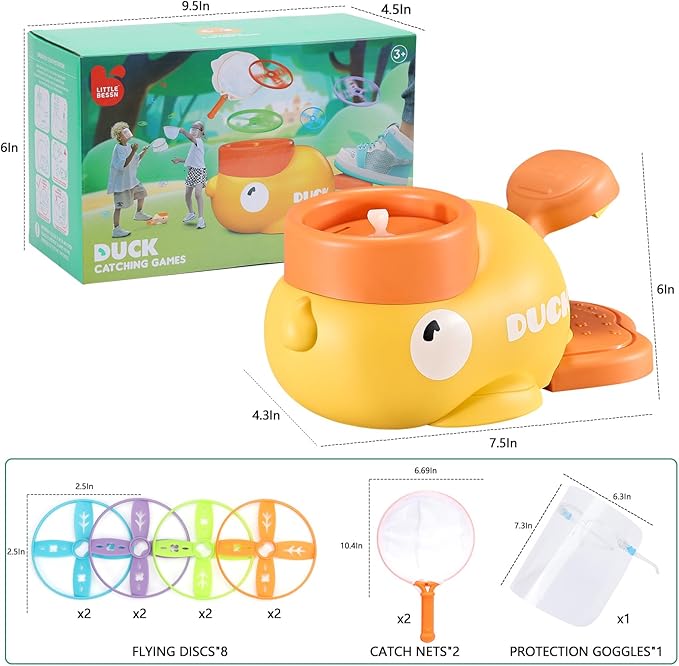 COUOMOXA Flying Disc Launcher for Kids: 3-12 Year Old Boys Girls Throw and Catch Outdoor Indoor Sports Game - Fun Family Activity Chasing Toys - Perfect Birthday Party Gift for Kid