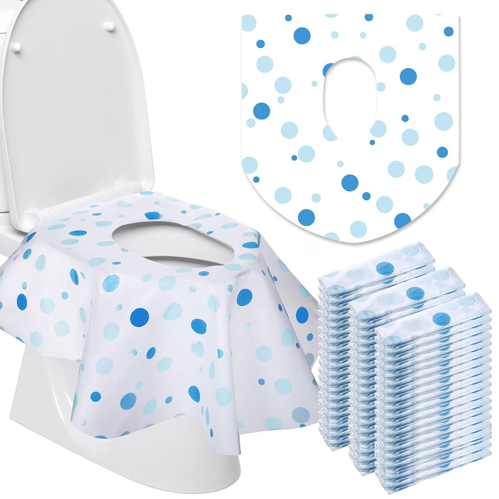 50 Packs Disposable Toilet Seat Covers Extra Large Individually Wrapped for Kids and Adults, Portable Non Slip Waterproof Potty Seat Covers for Toddlers Potty Training, Travel (Dot)