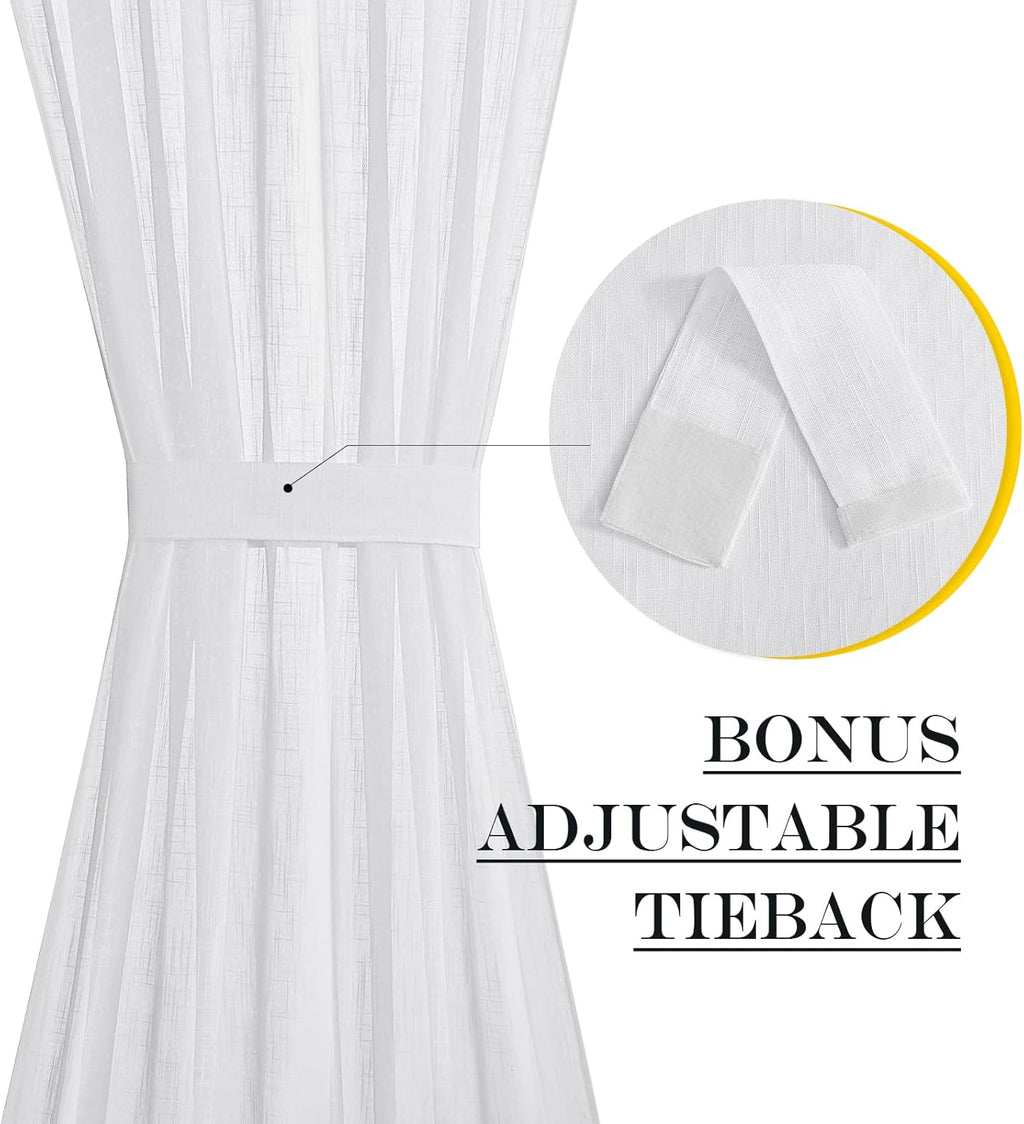 NICETOWN Classroom Window Cover Sheer Lockdown Shade, Front Door Curtains for Glass Window, Small Rod Pocket Curtains for French Door/Basement/Bathroom, 1 Panel, 36" Wide x 40" Long, White