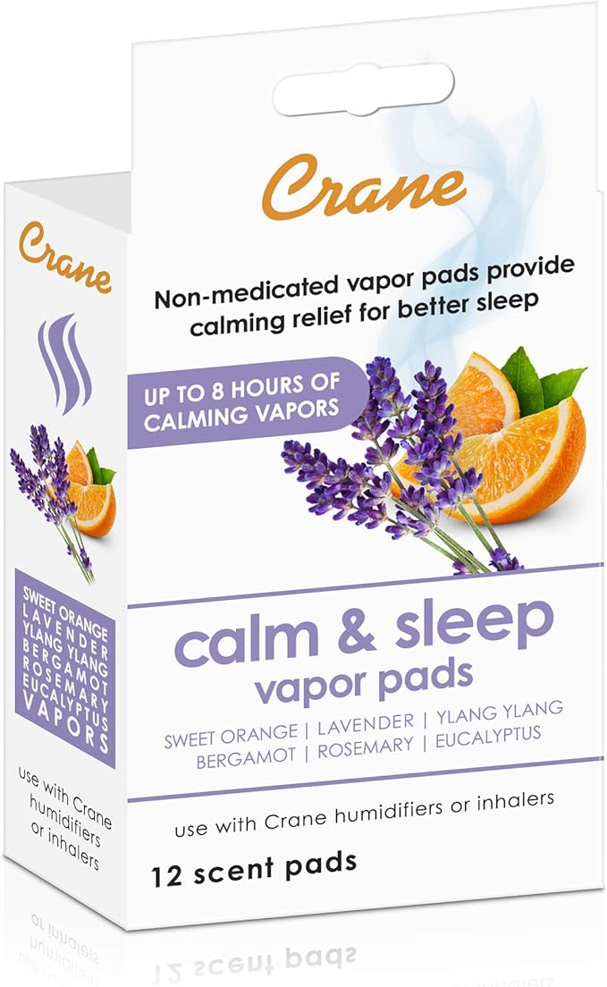 HealthSmart 500ML Essential Oil Diffuser, Humidifier and Aromatherapy Diffuser Bundle with Crane Lavender Orange Universal Vapor Pads, 12 Count