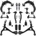 Detroit Axle - 16PC Front Upper Lower Control Arms, Lower Ball Joints, Sway Bars, Inner Outer Tie Rods w/Boot Replacement for 20