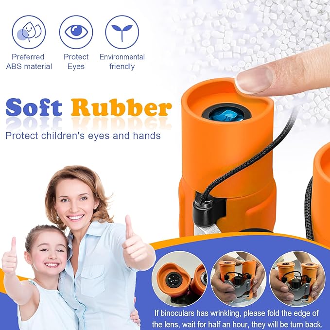 Obuby Real Binoculars for Kids Gifts for 3-12 Years Boys Girls 8x21 High-Resolution Optics Compact Toy Binocular for Bird Watching,Travel, Camping