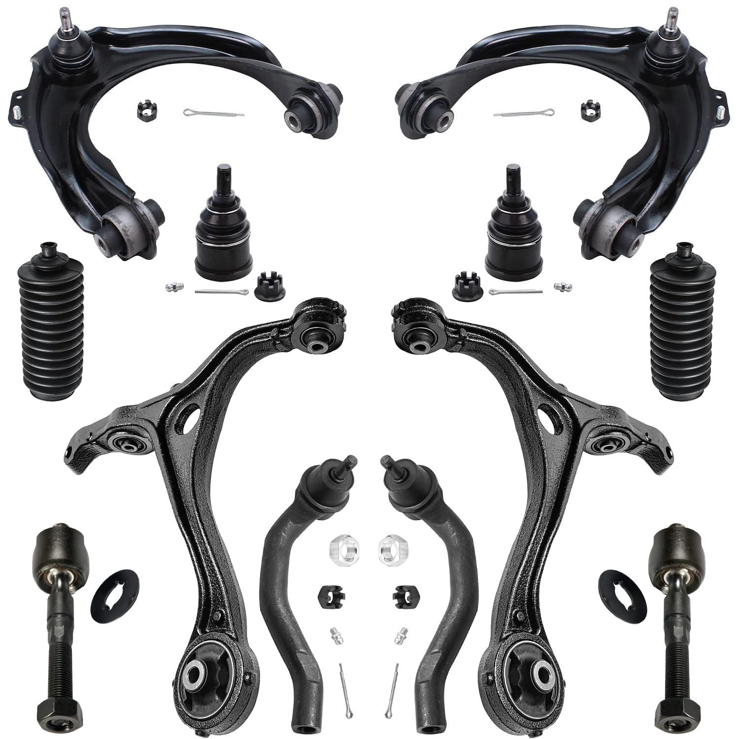 Detroit Axle - 3.0L Front End Suspension Kit for 2003-2006 Honda Accord, 4 Control Arms w/Ball Joint Upper 4 Tie Rods 2 Lower Ba