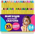 Face Paint Crayons for Kids, Blue Squid 84pcs XL Face & Body Painting Makeup Crayons, Safe for Sensitive Skin, Metallic & Classic Colors, Birthdays & Halloween Makeup Sticks - (2 x 42 Color Sets)
