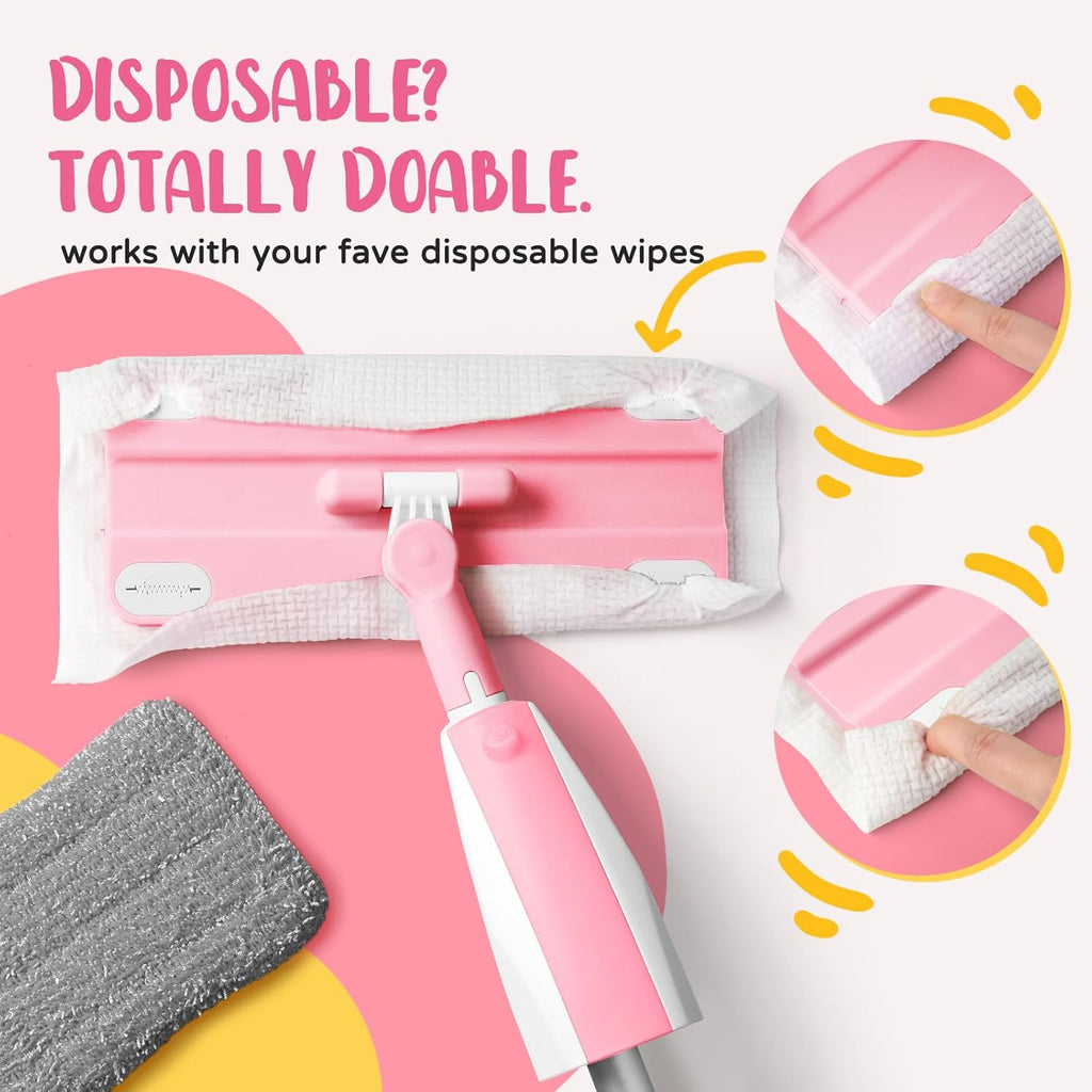 Pink Mini Spray Mop for Toddler-Girls Montessori Cleaning Toy That Real Spray Water,Pretend Playhouse Essentials for Girls Ages 3-8,Toddler Educational Housekeeping Set