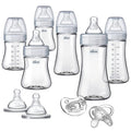 Chicco Duo Deluxe Hybrid Baby Bottle Starter Gift Set with Invinci-Glass Inside and Plastic Outside | Dishwasher, Bottle Warmer, and Electric Sterilizer Safe | Intui-Latch Nipple | Clear/Grey