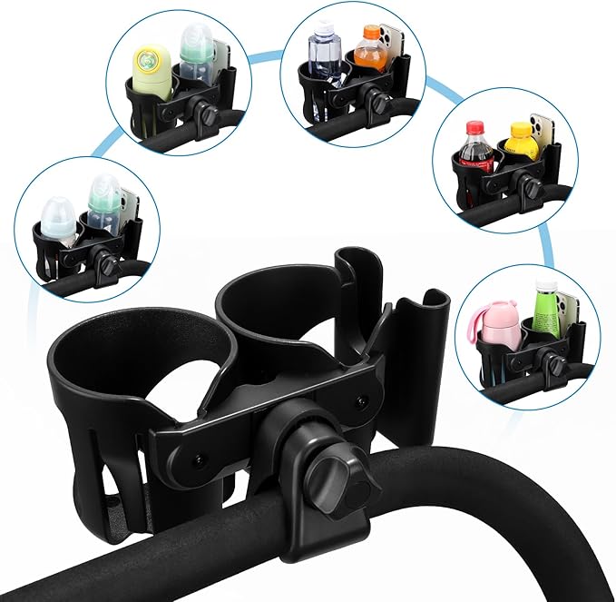 Accmor Universal Cup Holder, Stroller Cup Holder, 360° Rotatable Large Caliber Designed Bottle Holder for Stroller, Bike, Wheelchair, Walker, Scooter
