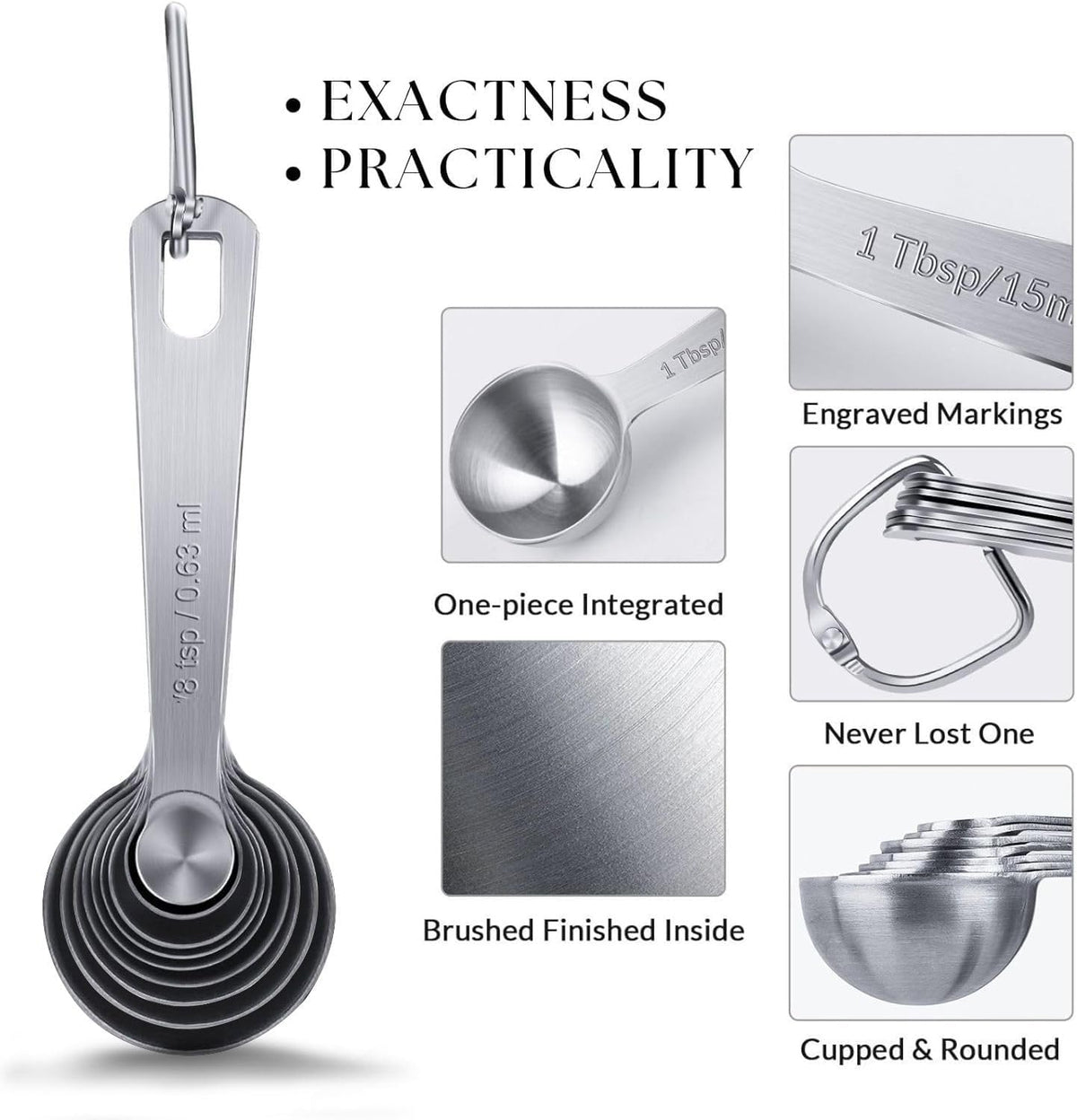 9PCS Measuring Spoons Set Stainless 1 tbsp, 1/2 tbsp, and 1-1/16tsp Steel Measuring Spoons for Cooking Baking Spice Jars and Liquid Ingredients